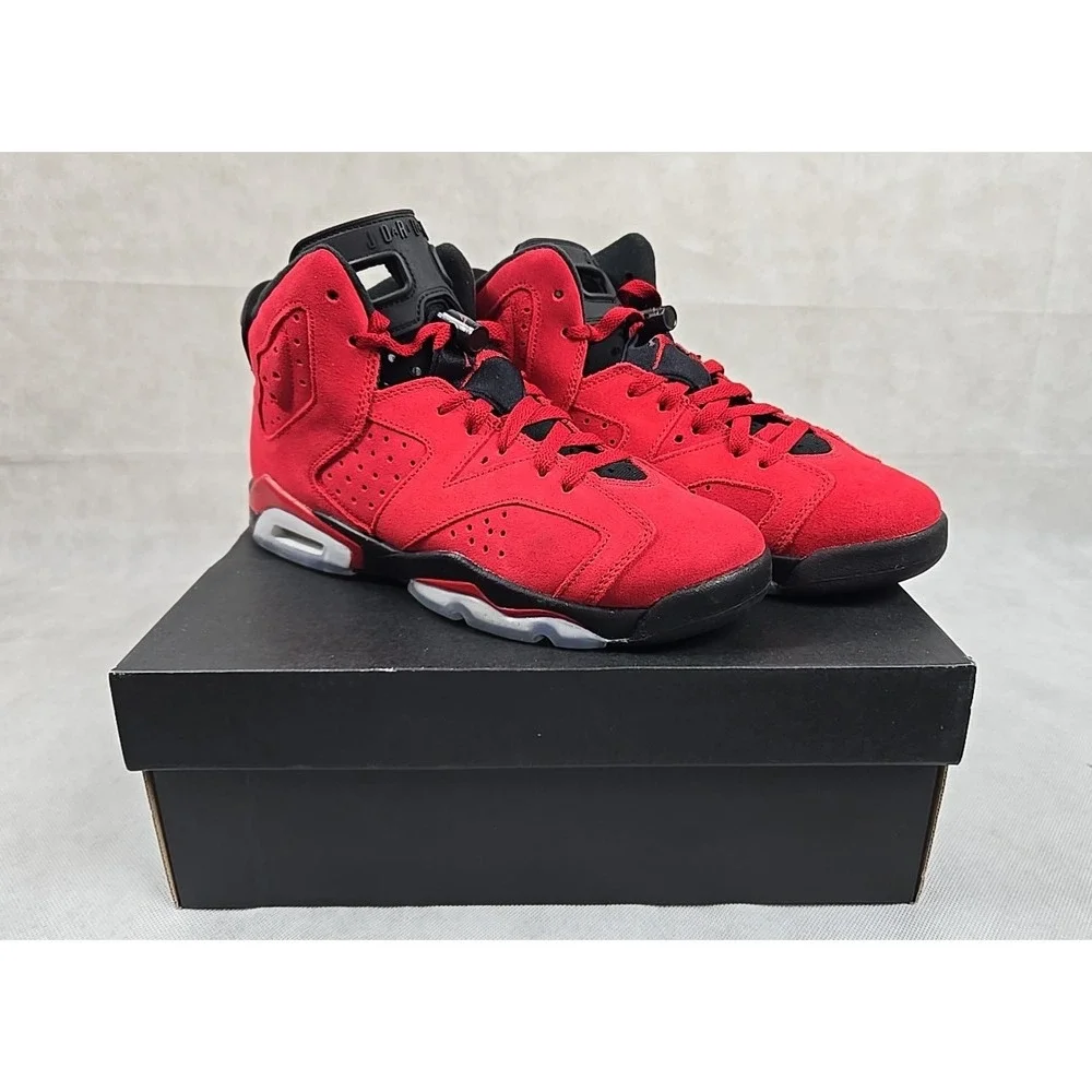 Nike Air Jordan 6 Retro Shoes Boys Size 7 Womens 8.5 Toro Bravo‎ Red Sneakers